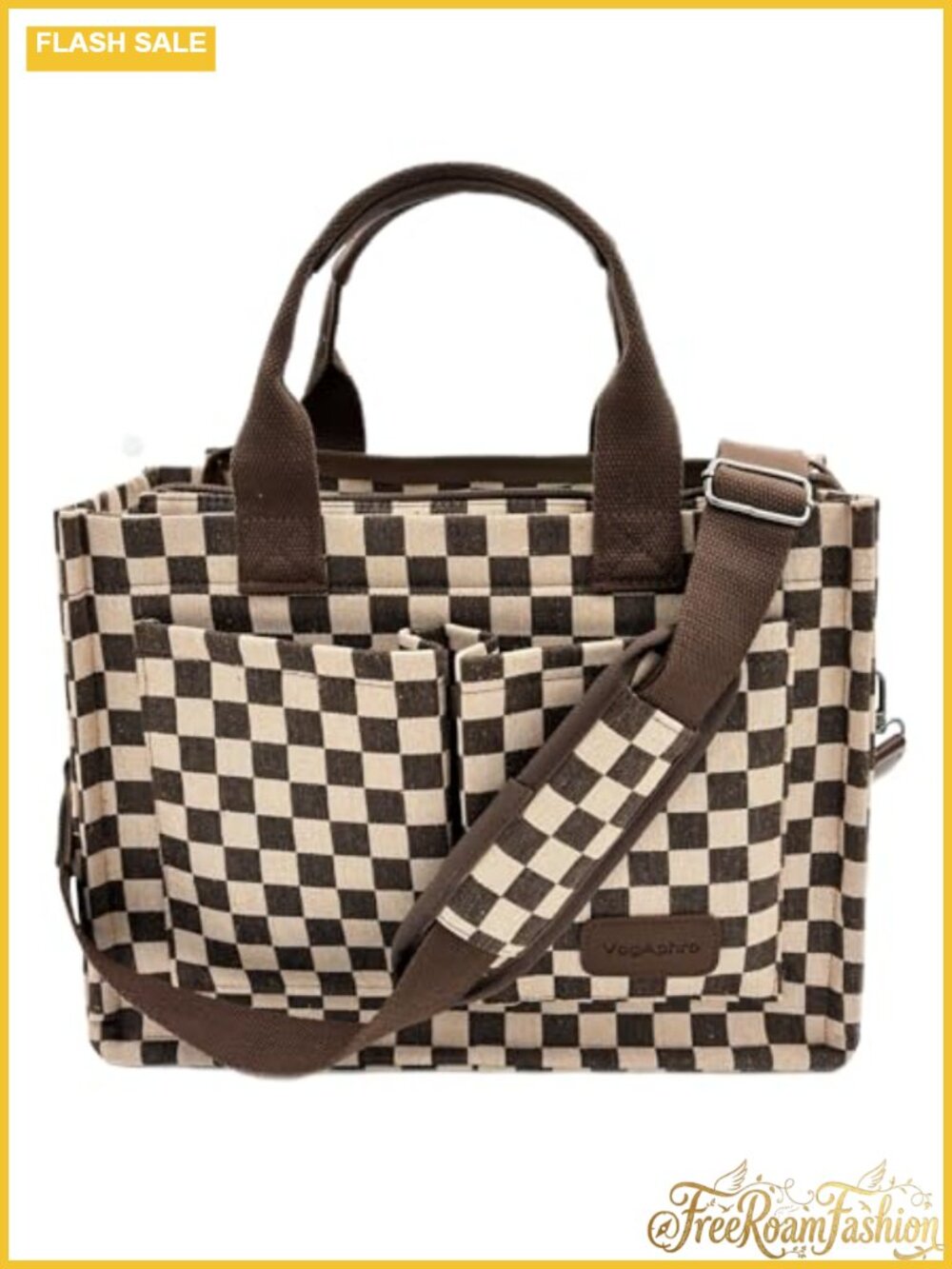 Canvas Tote Bag for Women Laptop Work Crossbody Purse with Pockets